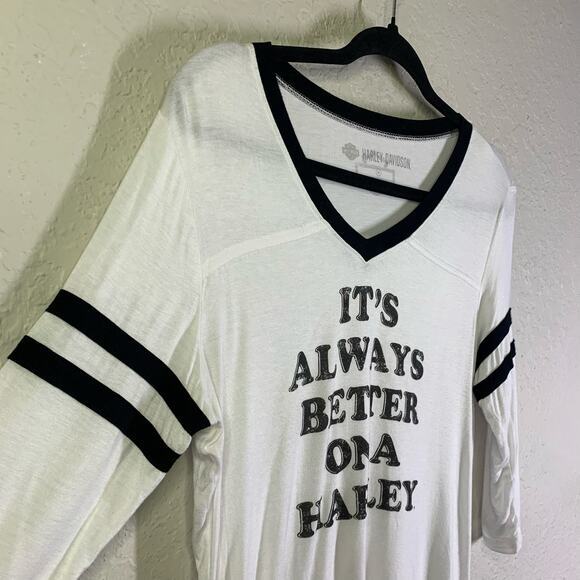 HARLEY-DAVIDSON Tee T-Shirt Medium V-Neck Raglan Ringer Super Soft Half Sleeve - Picture 6 of 10